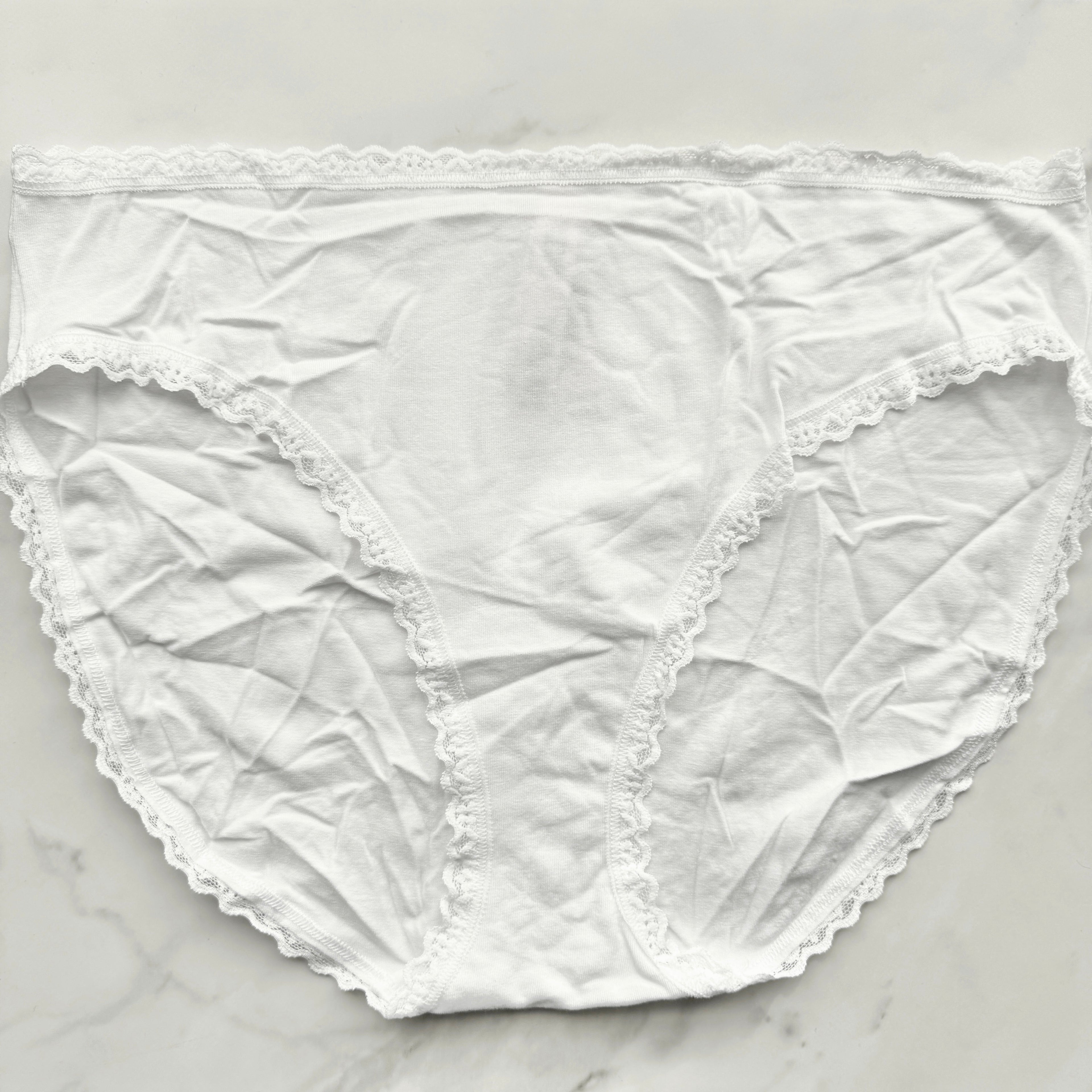 Lace-Trim Cotton Smooth High-Leg Brief Panty