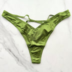 Very Sexy Smooth Strappy Back High-Leg Thong Panty
