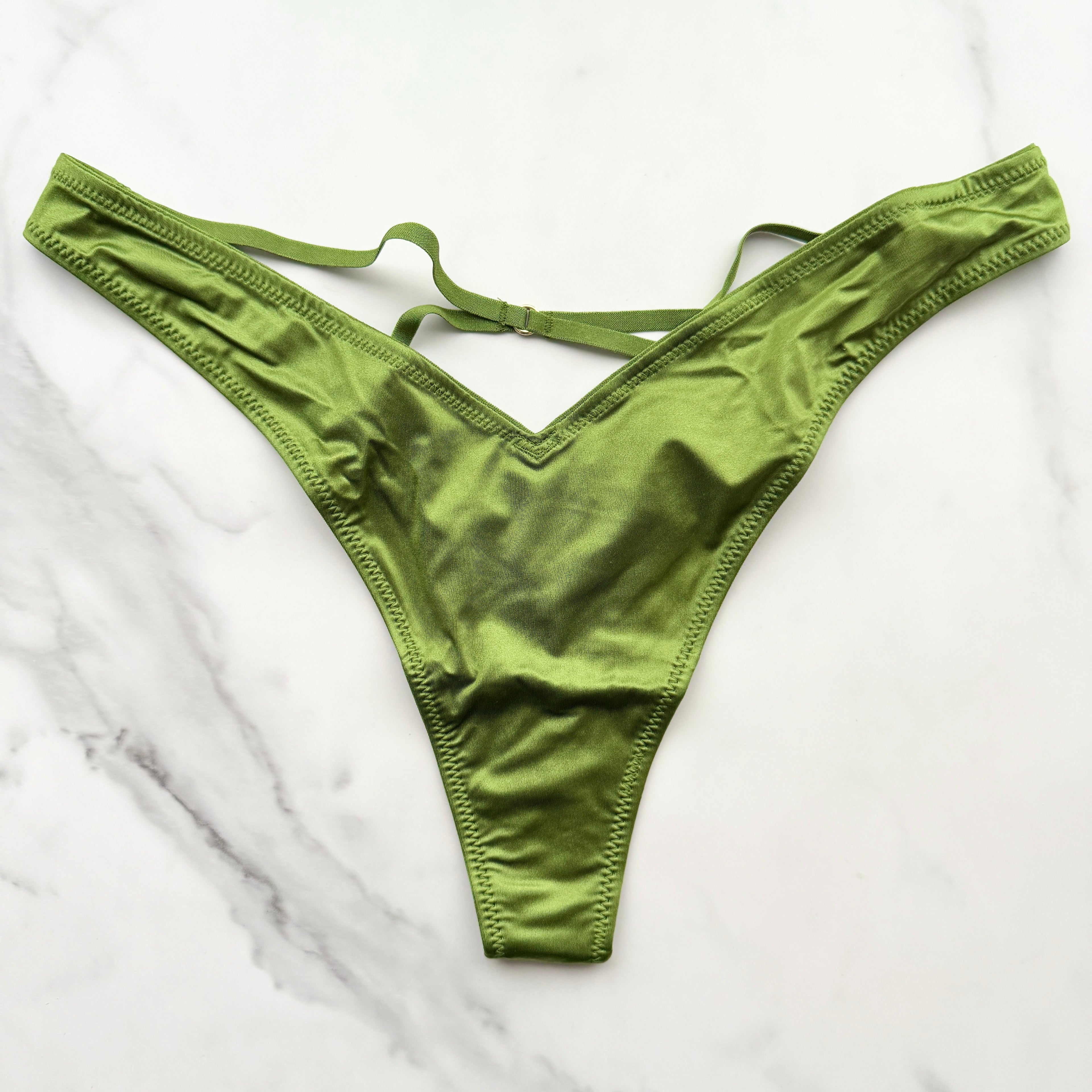 Very Sexy Smooth Strappy Back High-Leg Thong Panty