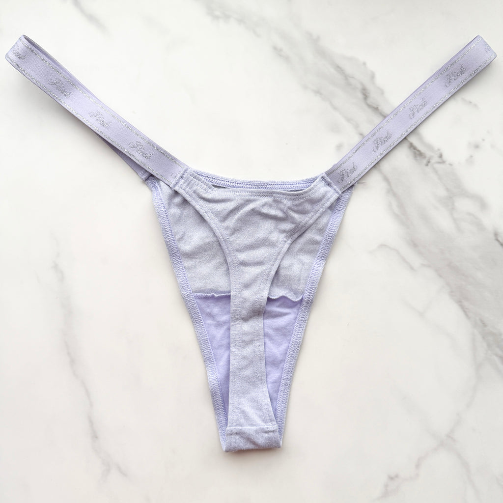 Logo Cotton Shimmer Sparkle Knit Micro Thong Panty