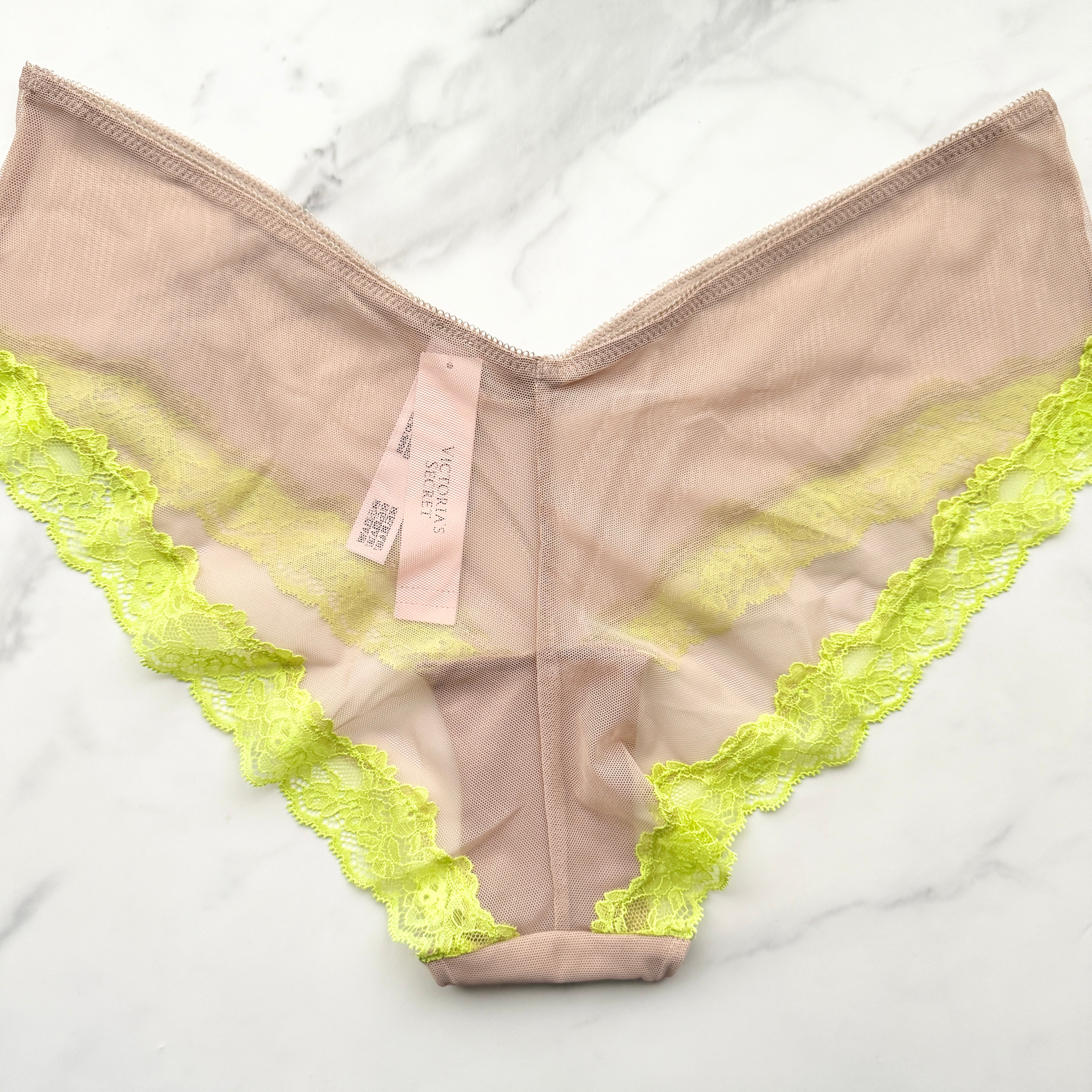 Very Sexy Mesh Lace-Trim High-Leg Cheeky Panty