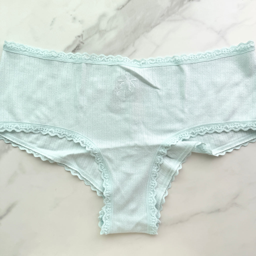 Cotton Pointelle Lace-Waist Cheeky Panty