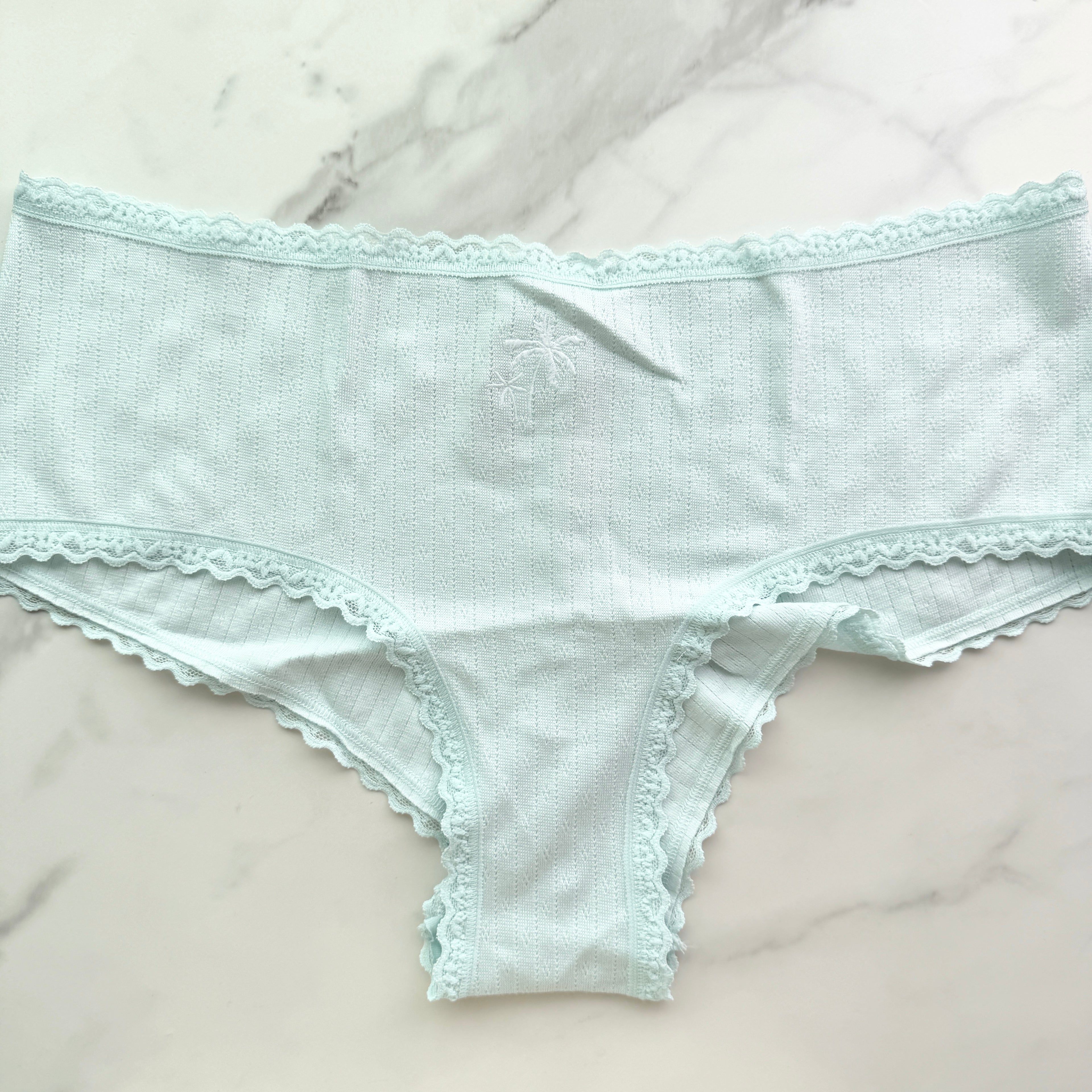Cotton Pointelle Lace-Waist Cheeky Panty