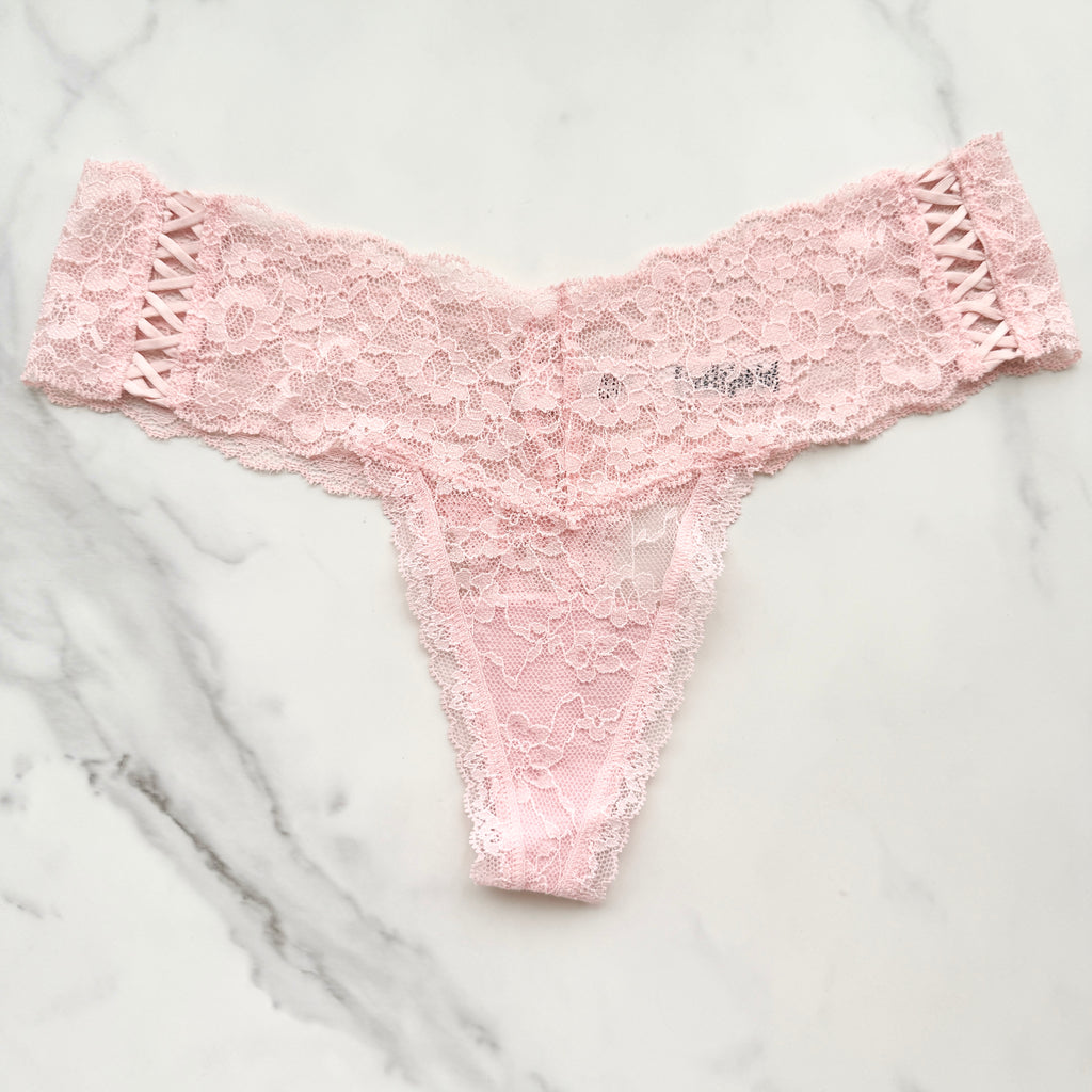 Victoria's Secret  The Lacie Posey Lace Side Lace-Up Thong Panty 