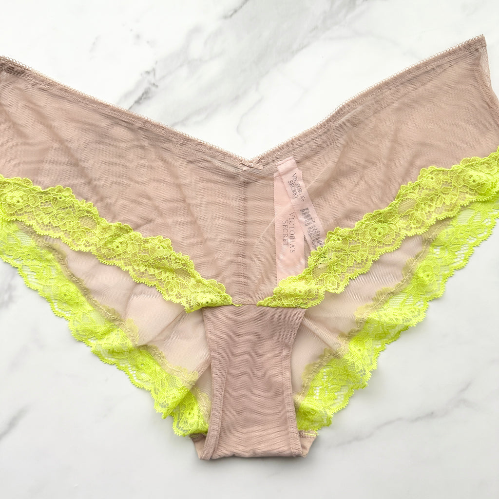 Very Sexy Mesh Lace-Trim High-Leg Cheeky Panty