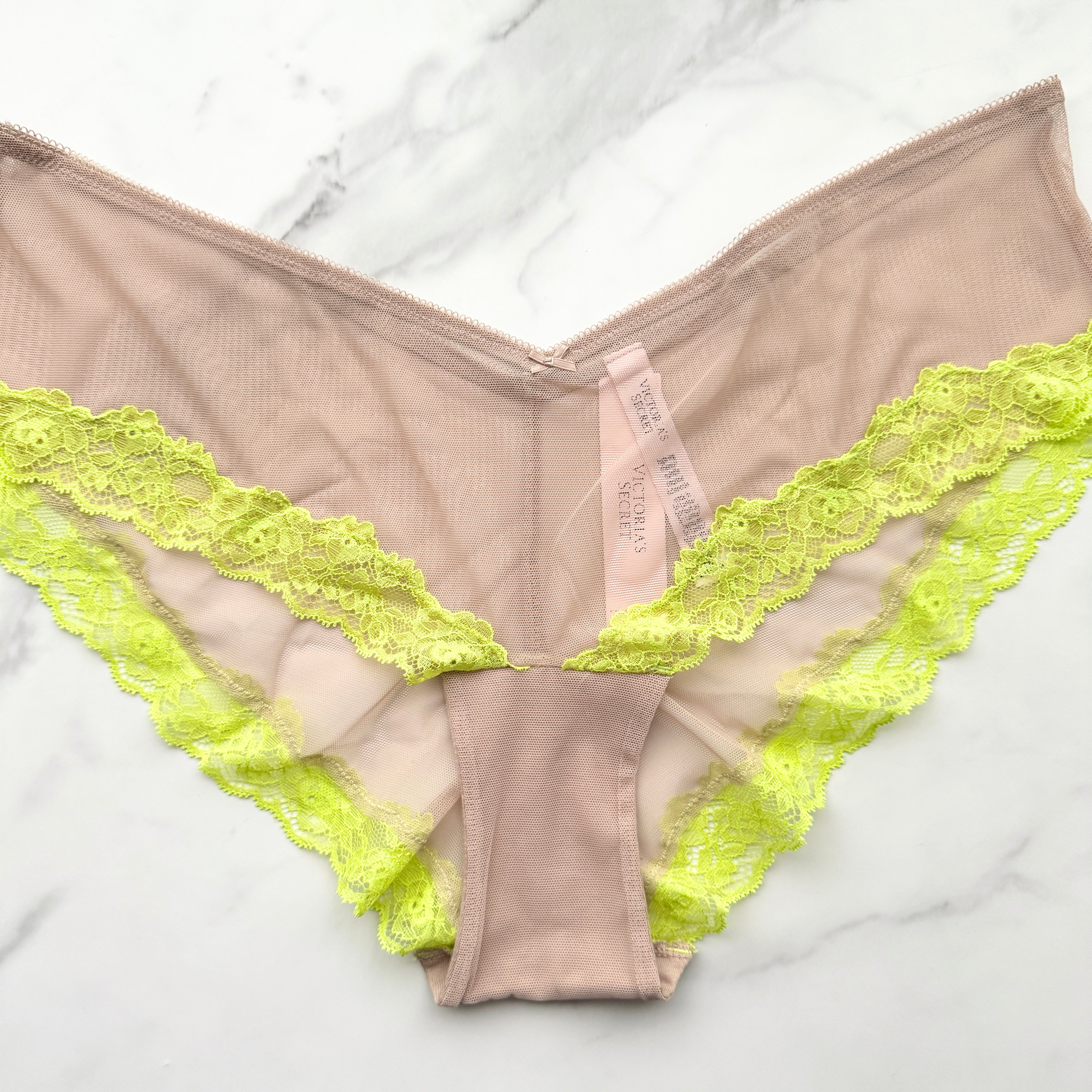 Very Sexy Mesh Lace-Trim High-Leg Cheeky Panty