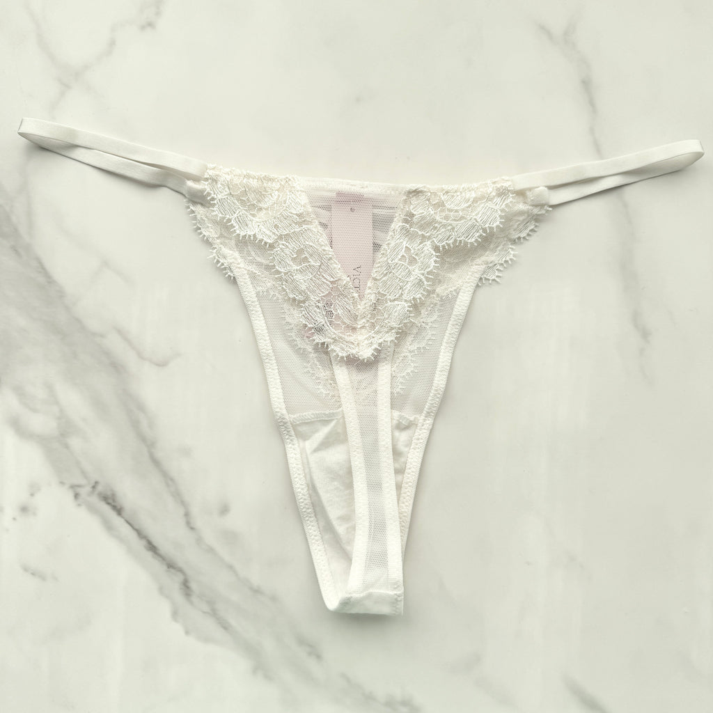 Victoria's Secret  Dream Angels Boho Floral Embroidery Thong Panty 