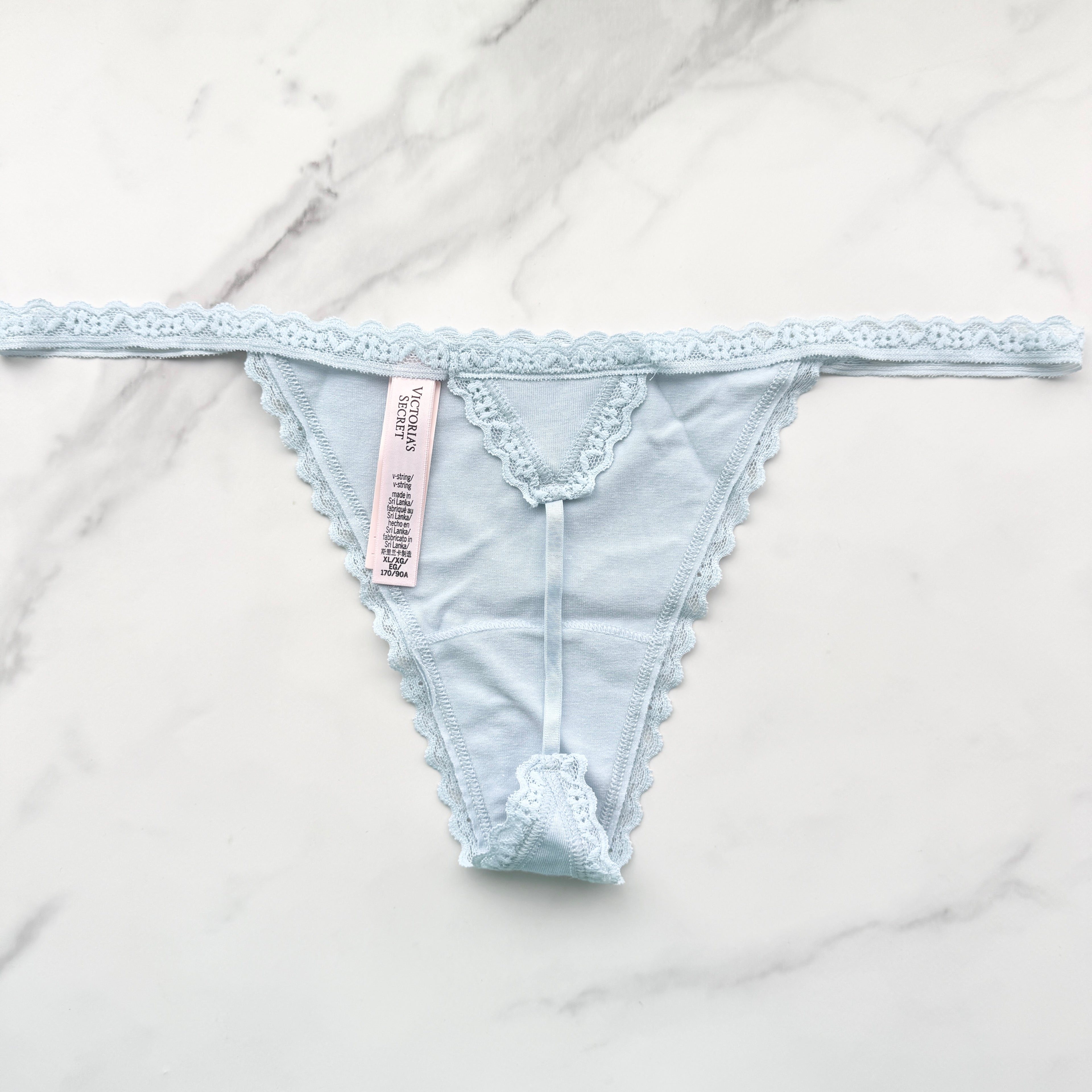 Victoria's Secret  The Lacie Lace-Trim Smooth V-String Panty 