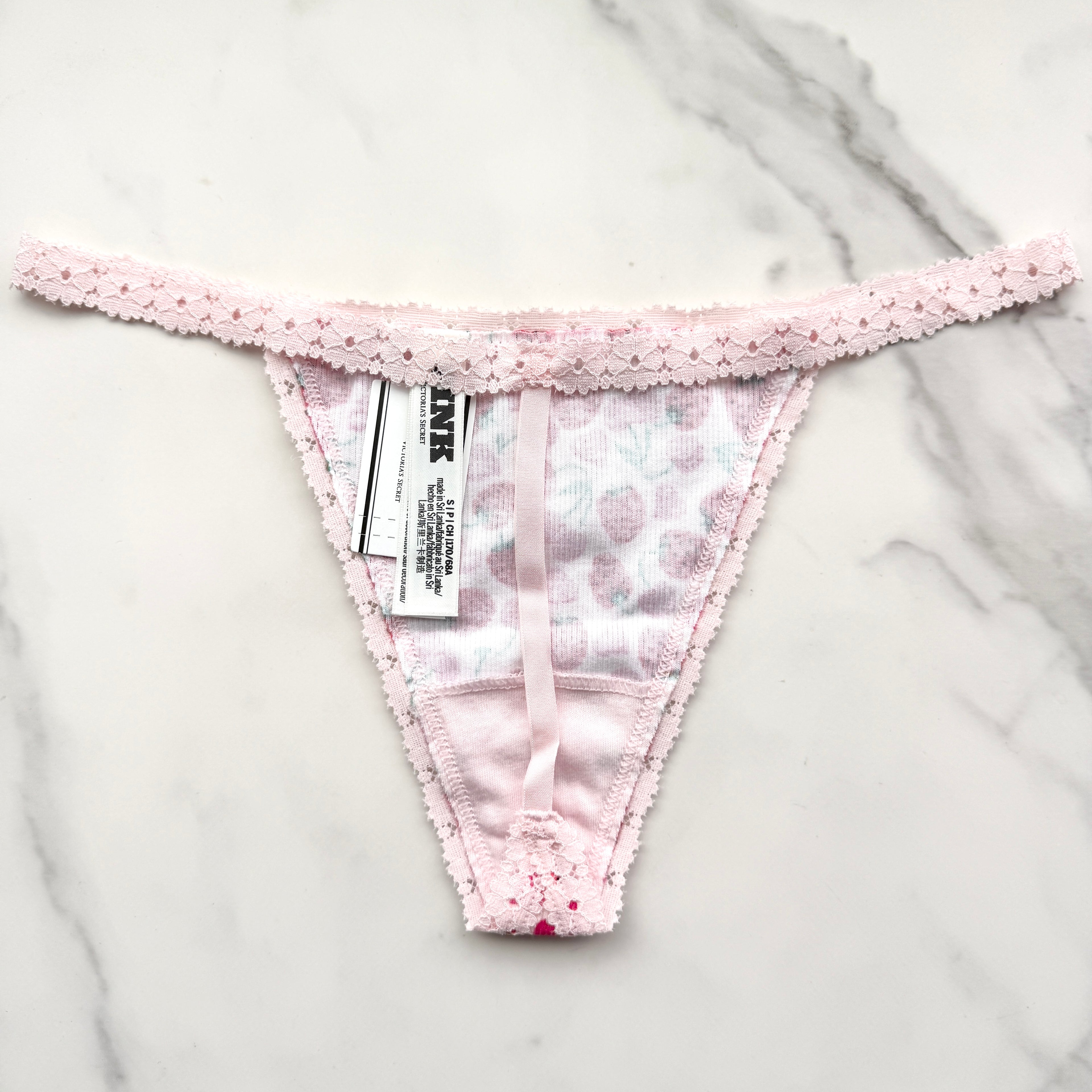 Cotton Lace-Trim V-String Panty