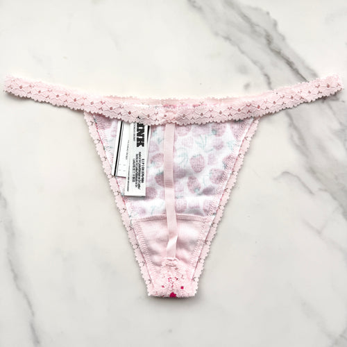 Cotton Lace-Trim V-String Panty
