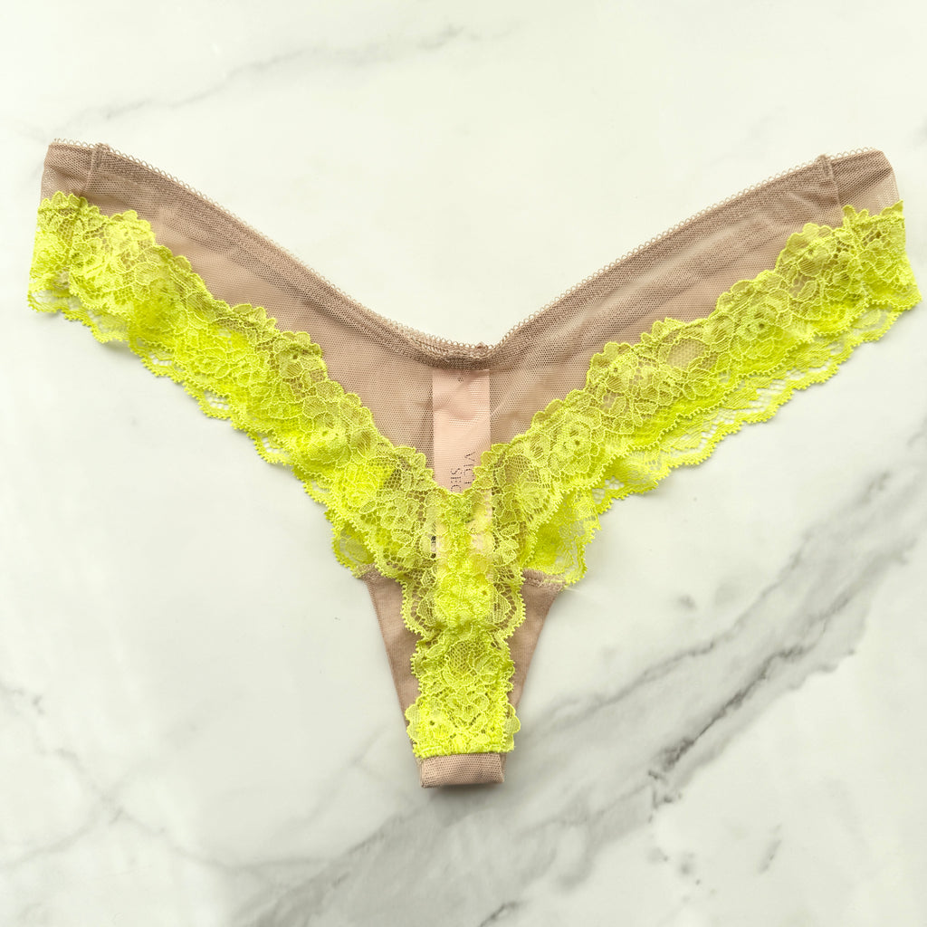 Very Sexy Mesh Lace-Trim High-Leg Thong Panty