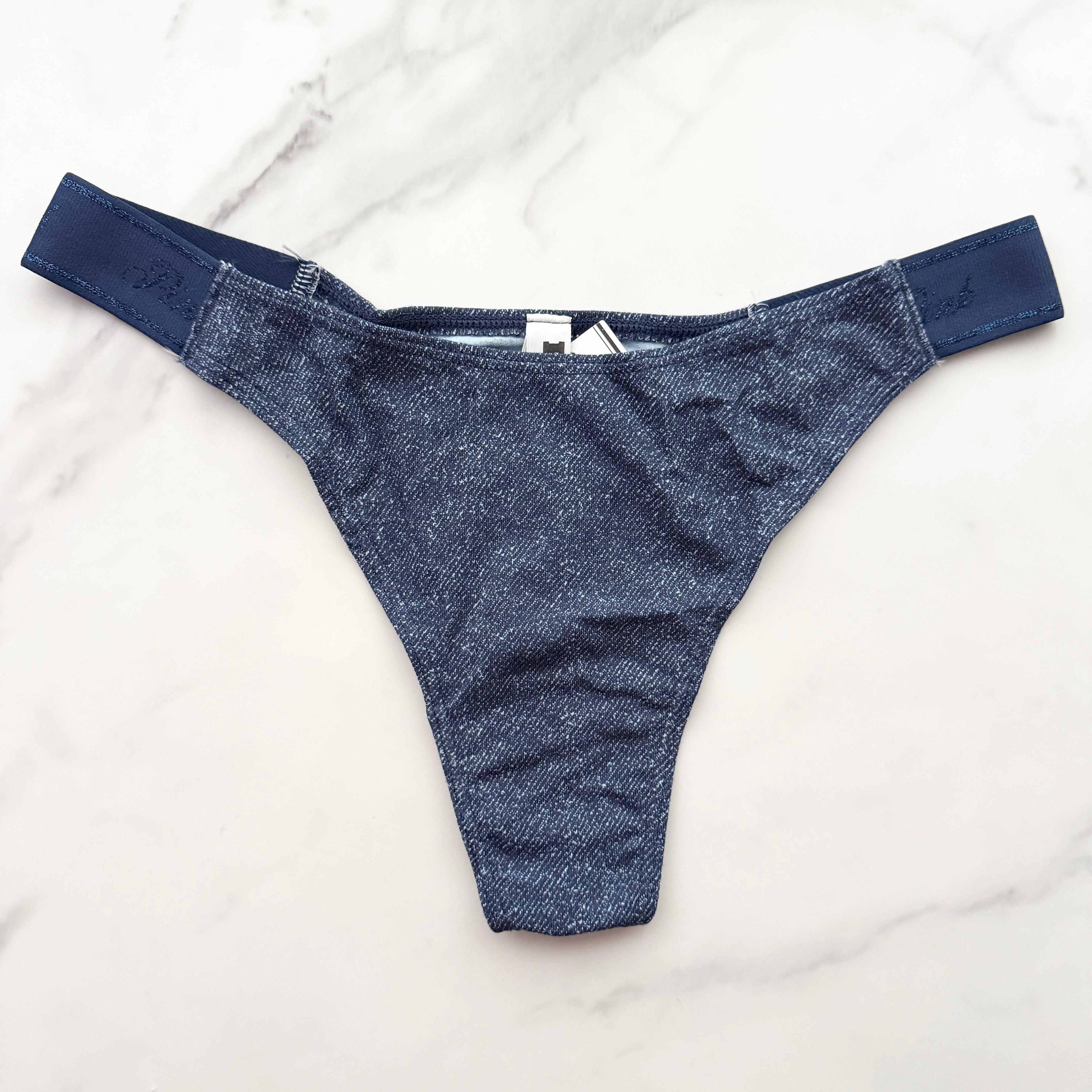 Logo Cotton Shine Smooth High-Leg Thong Panty