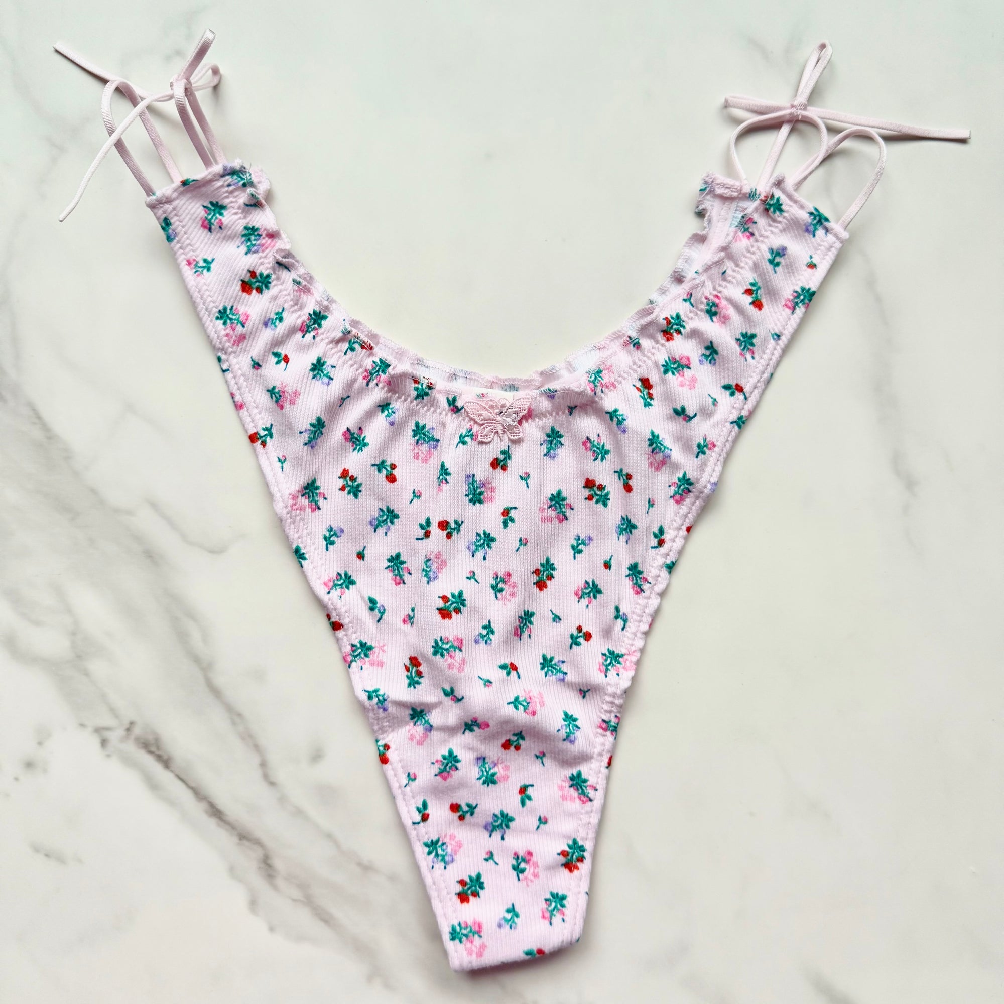 Cotton Side-Tie Smooth Thong Panty