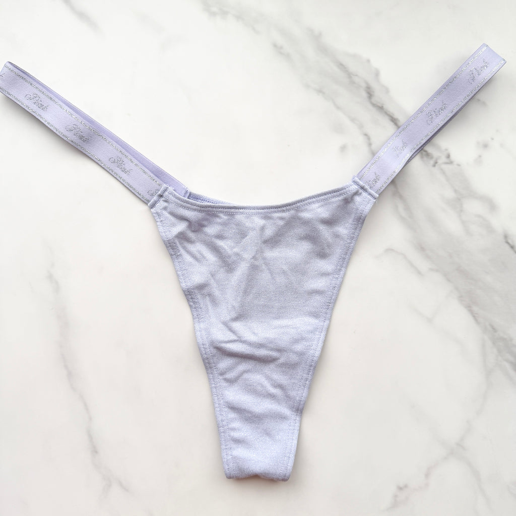 Logo Cotton Shimmer Sparkle Knit Micro Thong Panty
