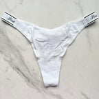 Logo Cotton High-Leg Smooth Thong Panty