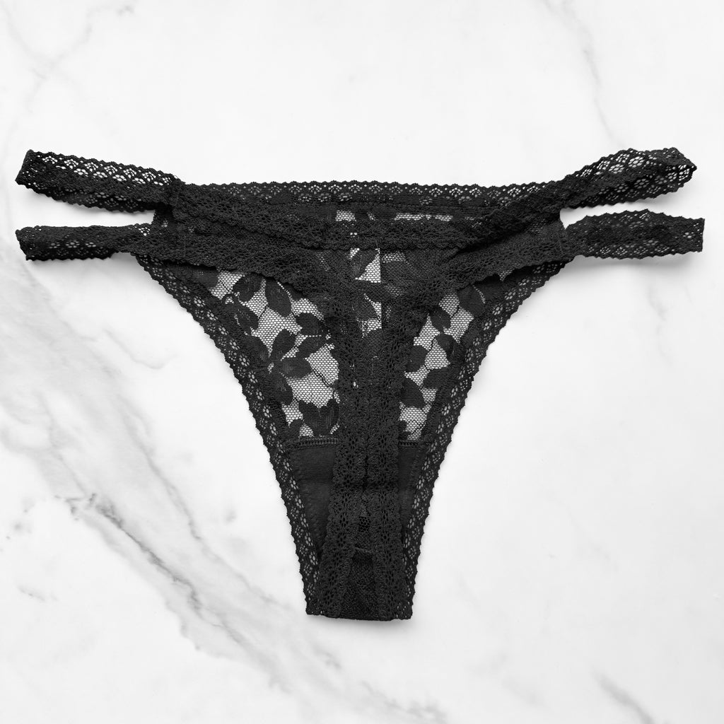 Classic Lace Strappy Thong Panty PINK Victoria's Secret