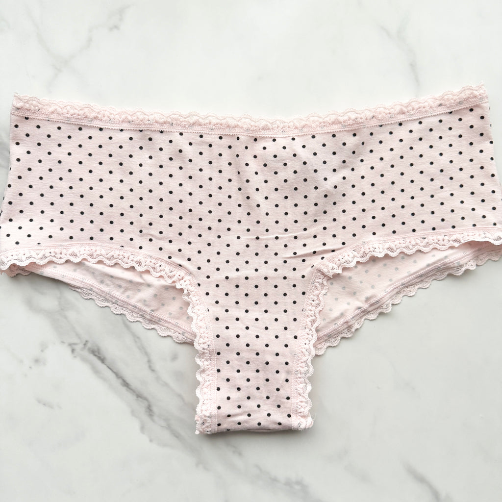 Lace-Trim Cotton Lace-Waist Cheeky Panty