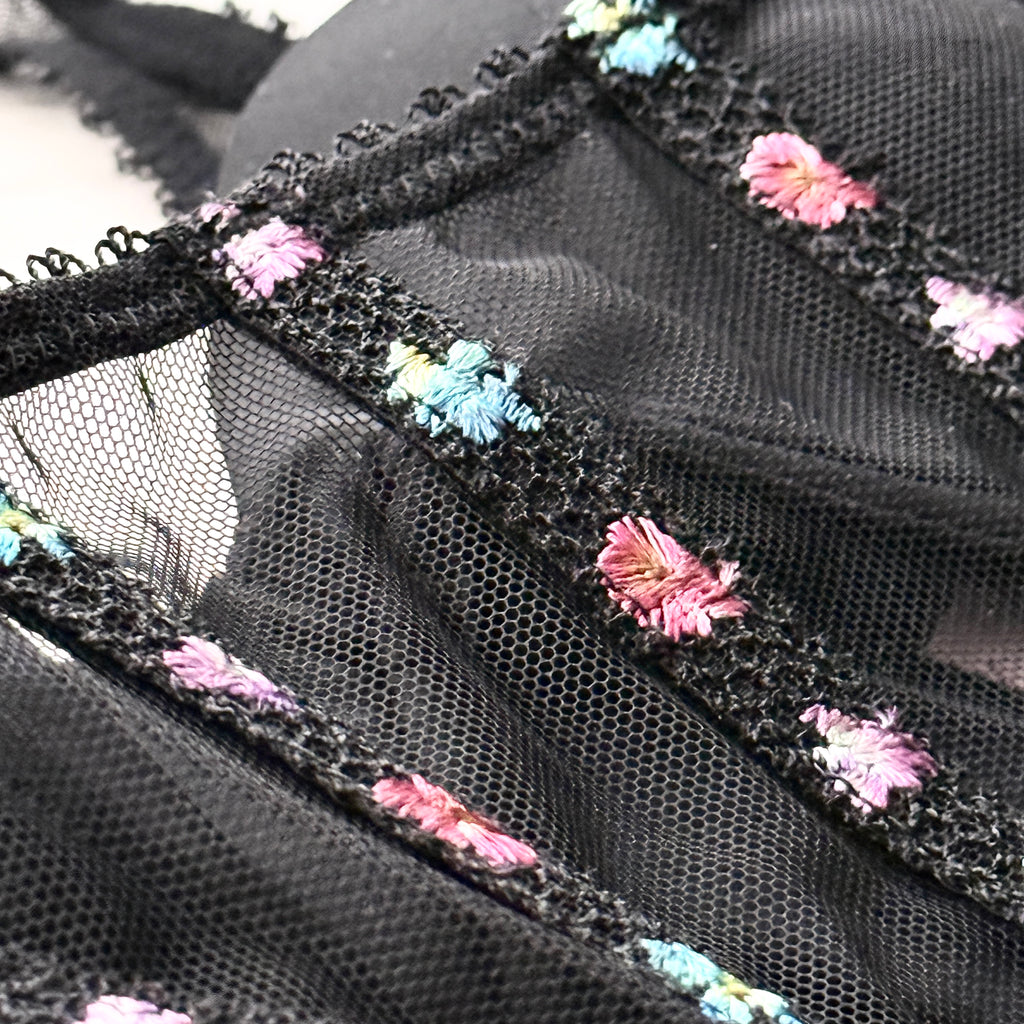 Very Sexy Dark Blossom Embroidery Corset Top