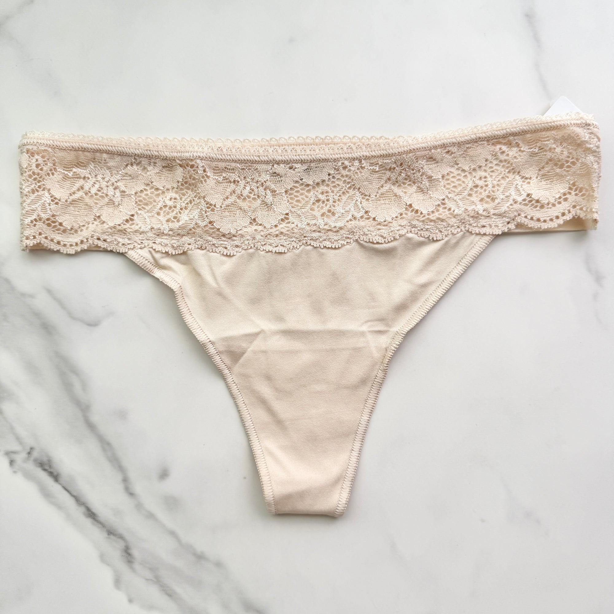 Vanishing Edge Microfiber With Lace Thong Panty