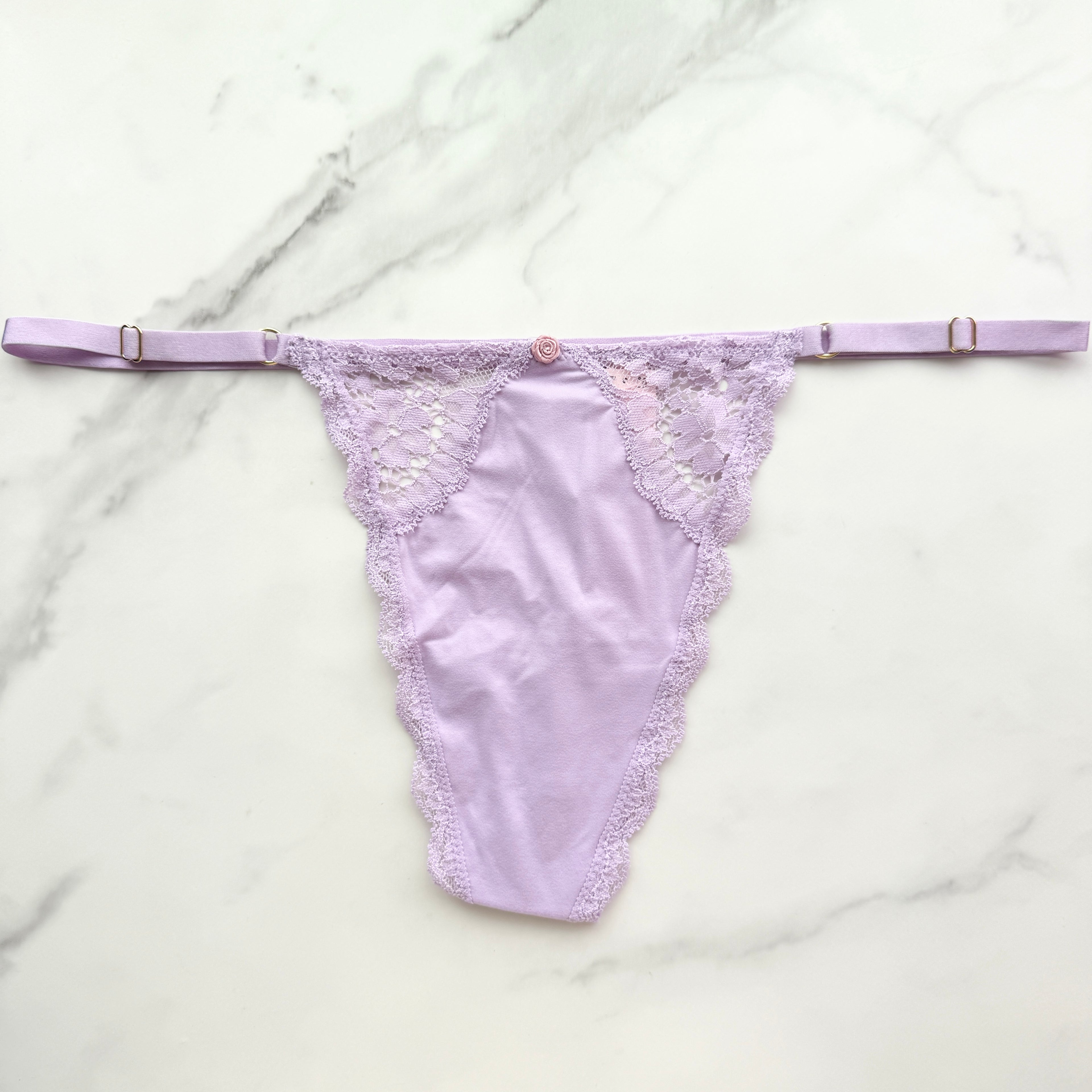 Victoria's Secret  Dream Angels Lace-Trim Adjustable V-String Panty 