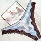 Tease Mesh Lace-Trim High-Leg Thong Panty