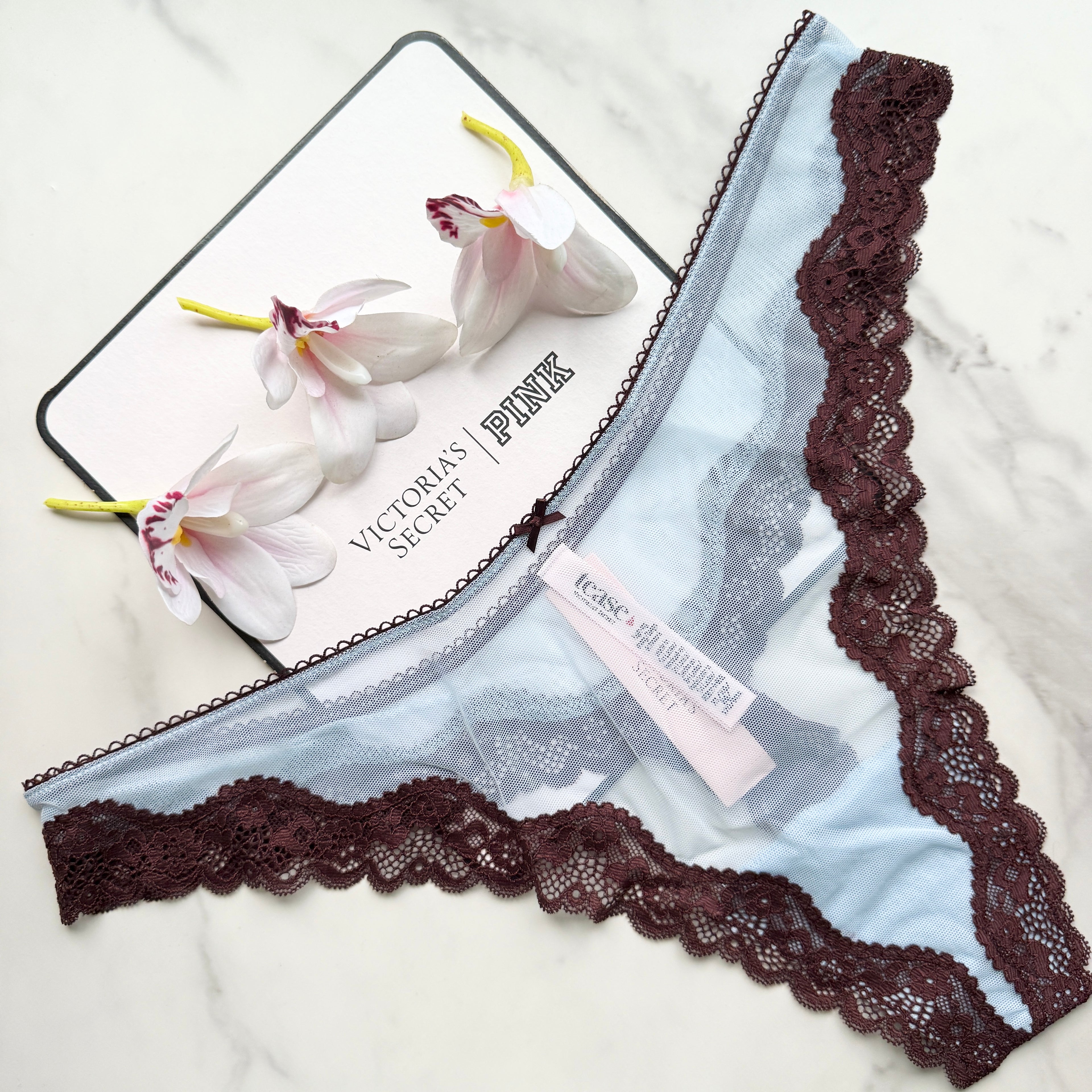 Tease Mesh Lace-Trim High-Leg Thong Panty