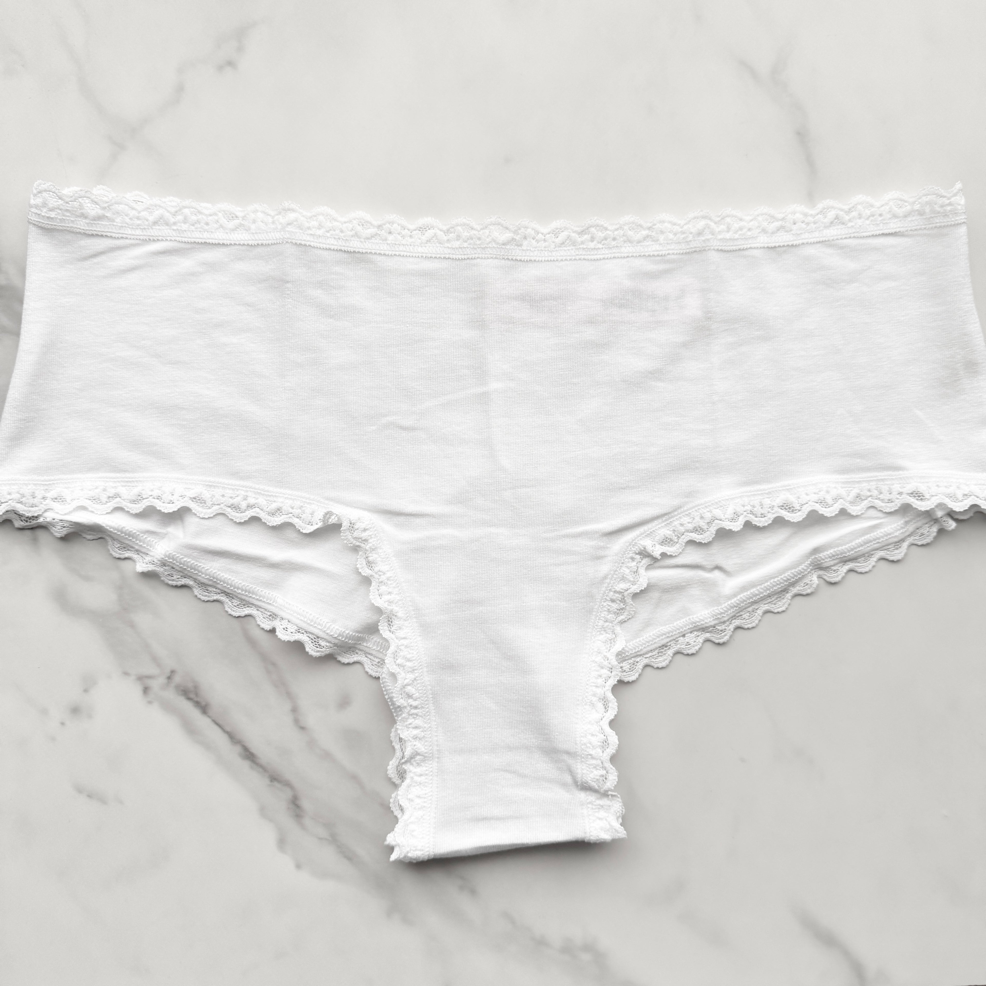 Lace-Trim Cotton Lace-Waist Cheeky Panty