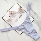 Logo Cotton Shimmer Sparkle Knit Micro Thong Panty