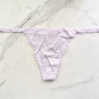 Victoria's Secret  Lace-Trim Cotton Pointelle V-String Panty 