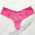 No-Show High-Leg Lace-Trim Thong Panty