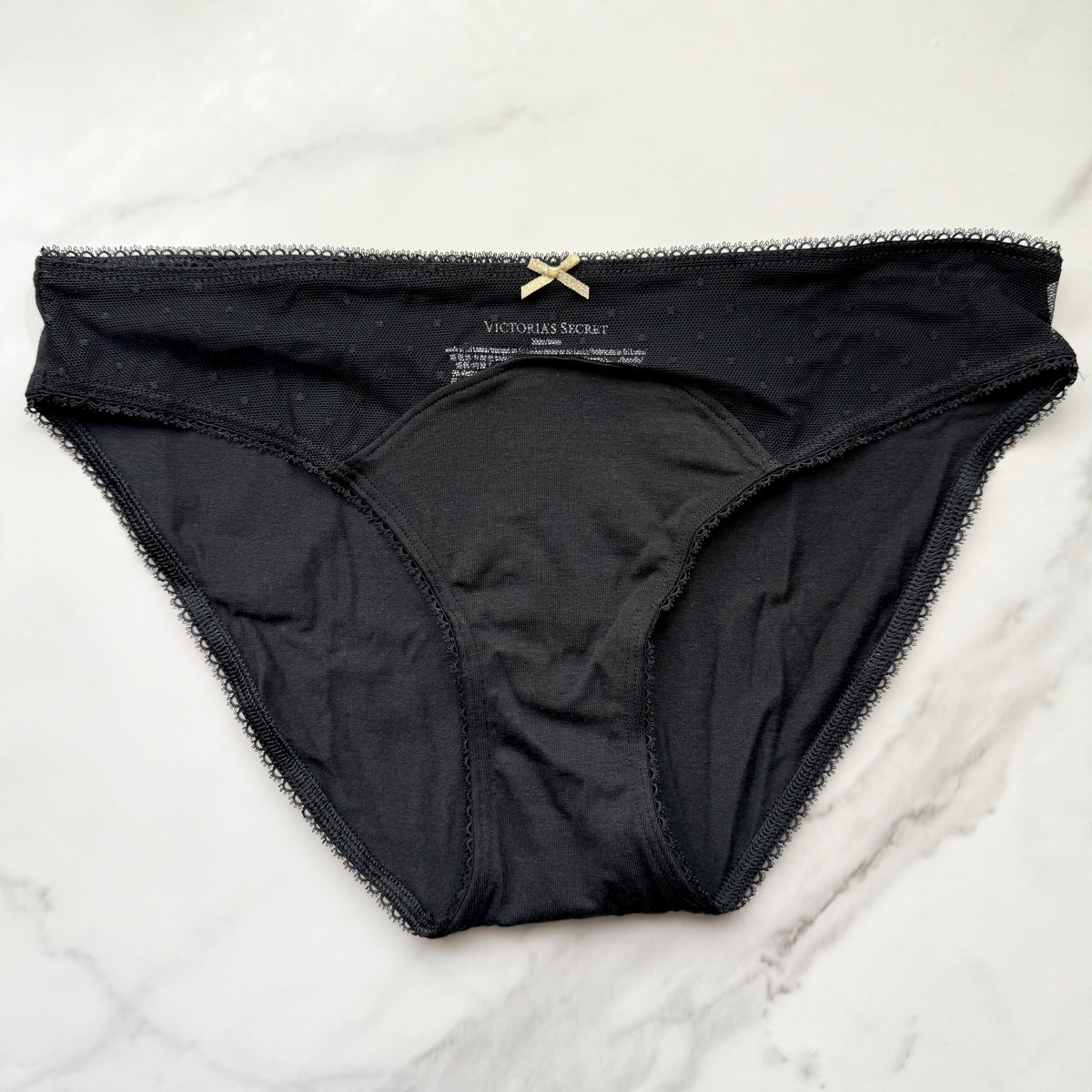 Stretch Cotton Dot Mesh Bikini Panty