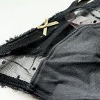 Stretch Cotton Dot Mesh V-String Panty