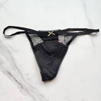 Stretch Cotton Dot Mesh V-String Panty
