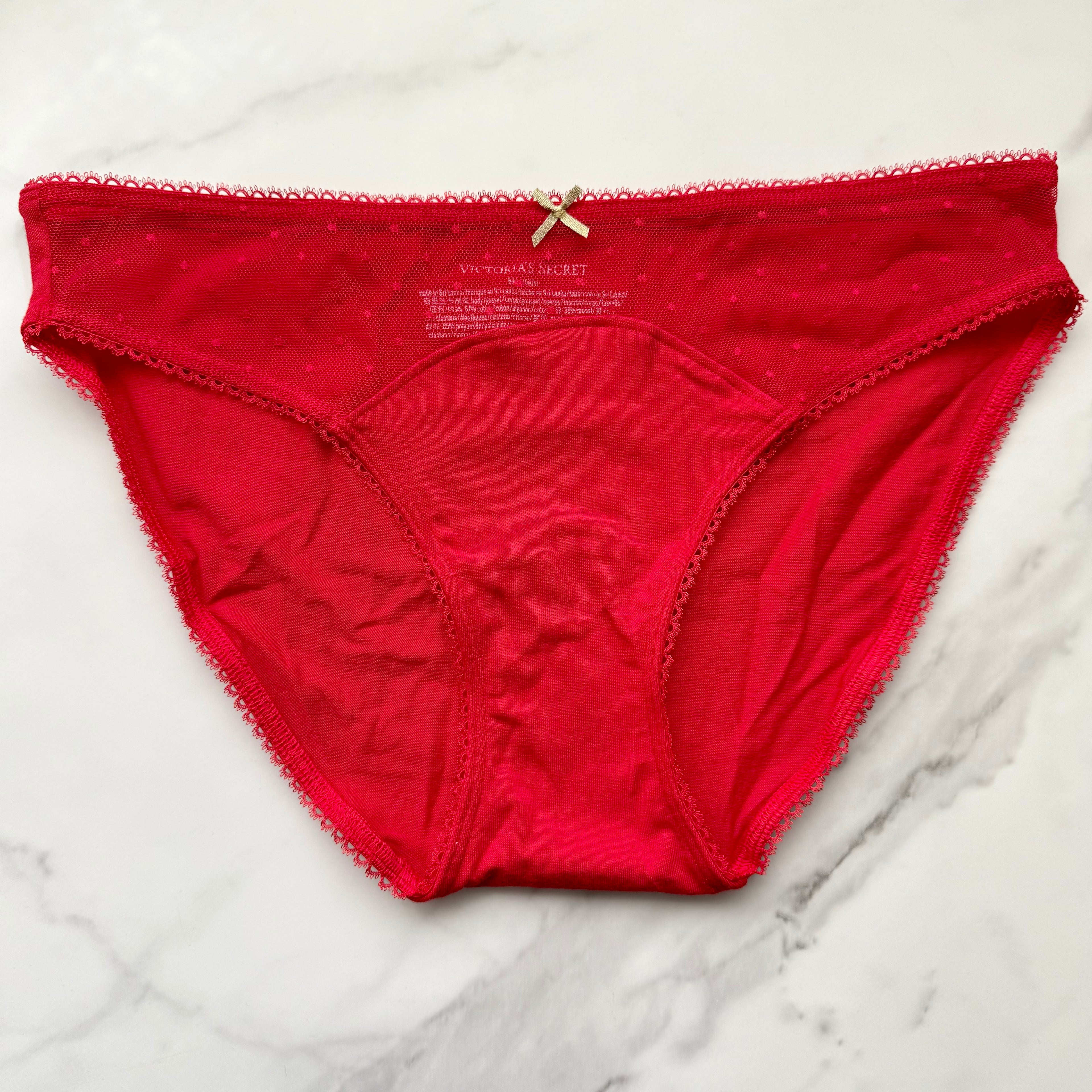 Stretch Cotton Dot Mesh Bikini Panty