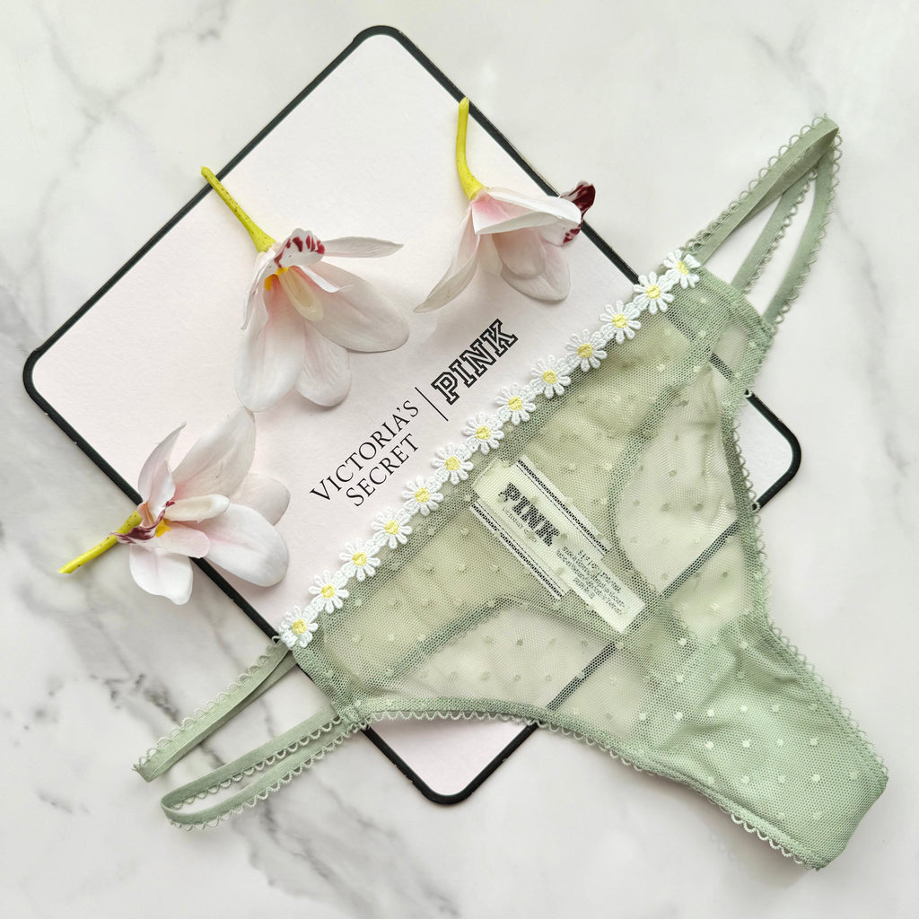 Wink Strappy Dot Mesh Thong Panty