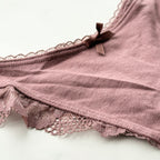 Body By Victoria Stretch Cotton Lace-Trim High-Leg Scoop Thong Panty