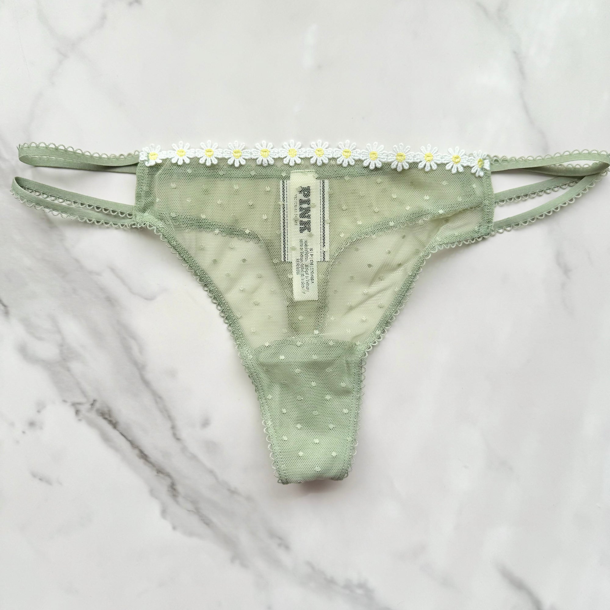 Wink Strappy Dot Mesh Thong Panty