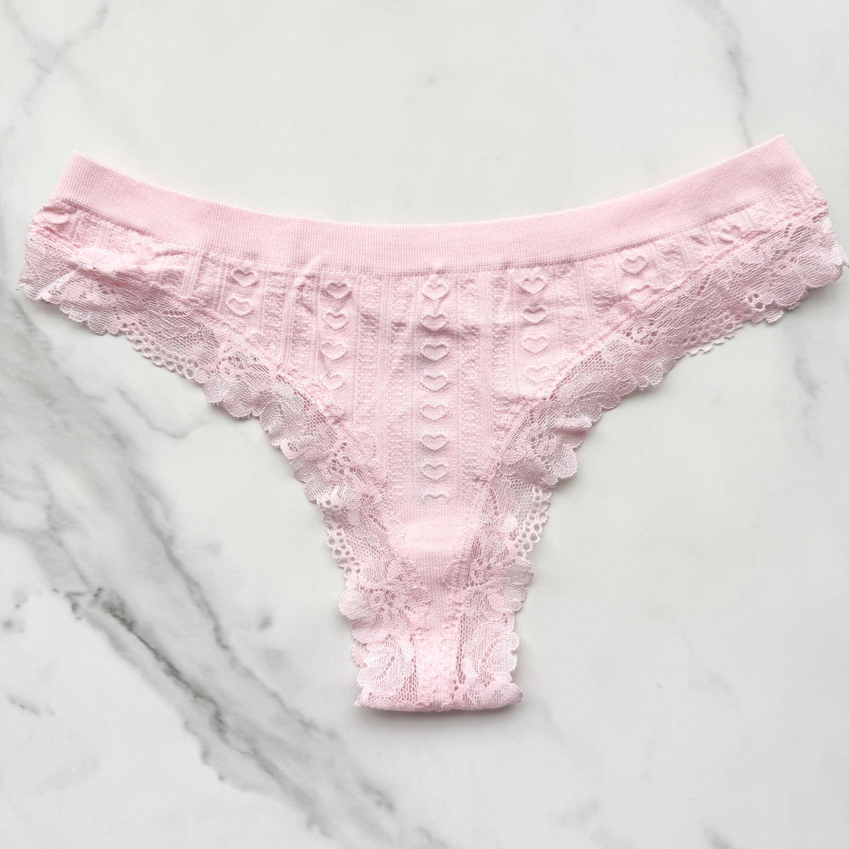 Seamless Heart Pointelle Thong Panty