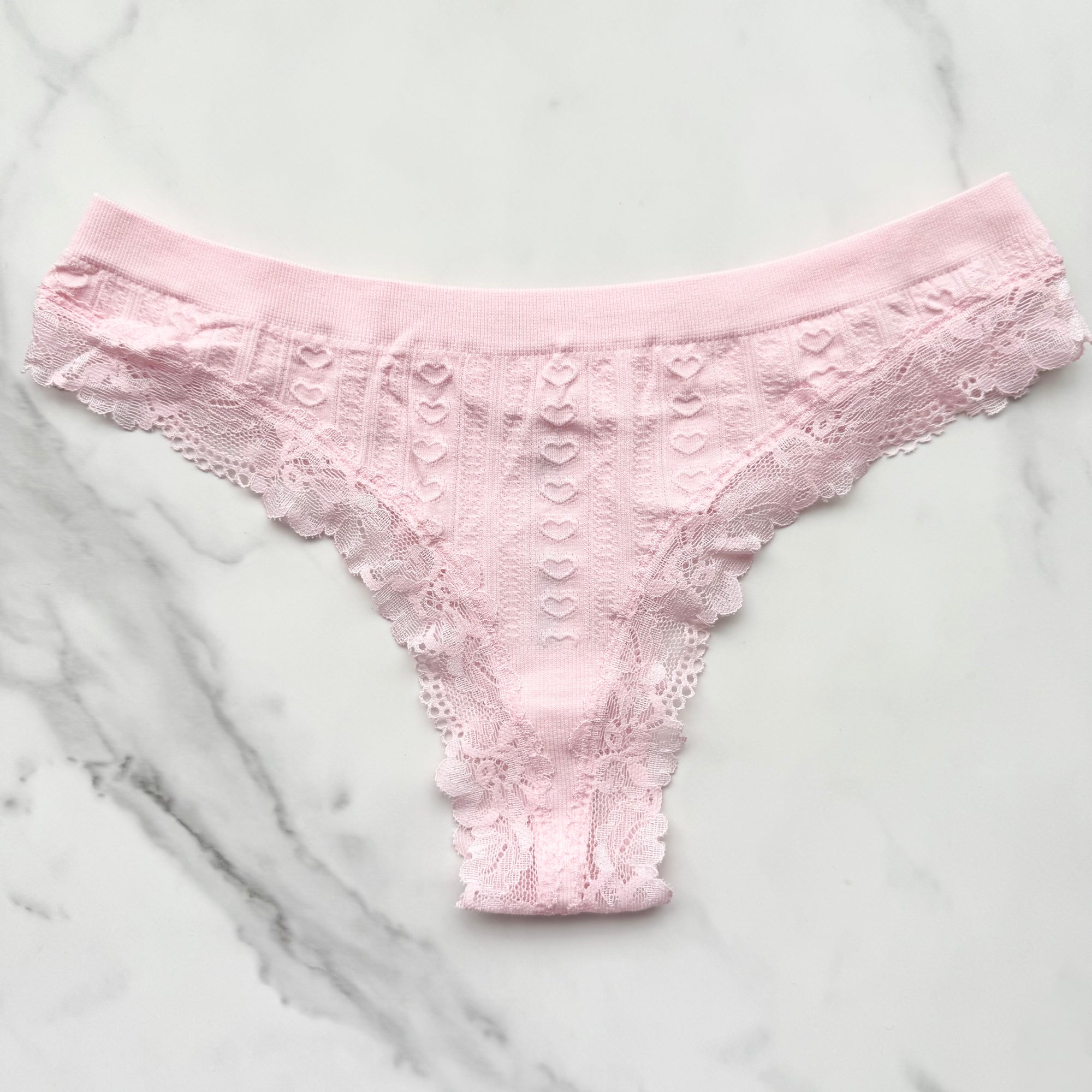 Seamless Heart Pointelle Thong Panty