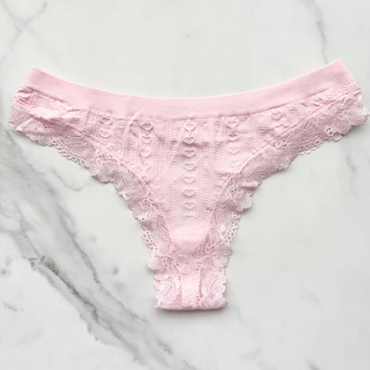 Seamless Heart Pointelle Thong Panty