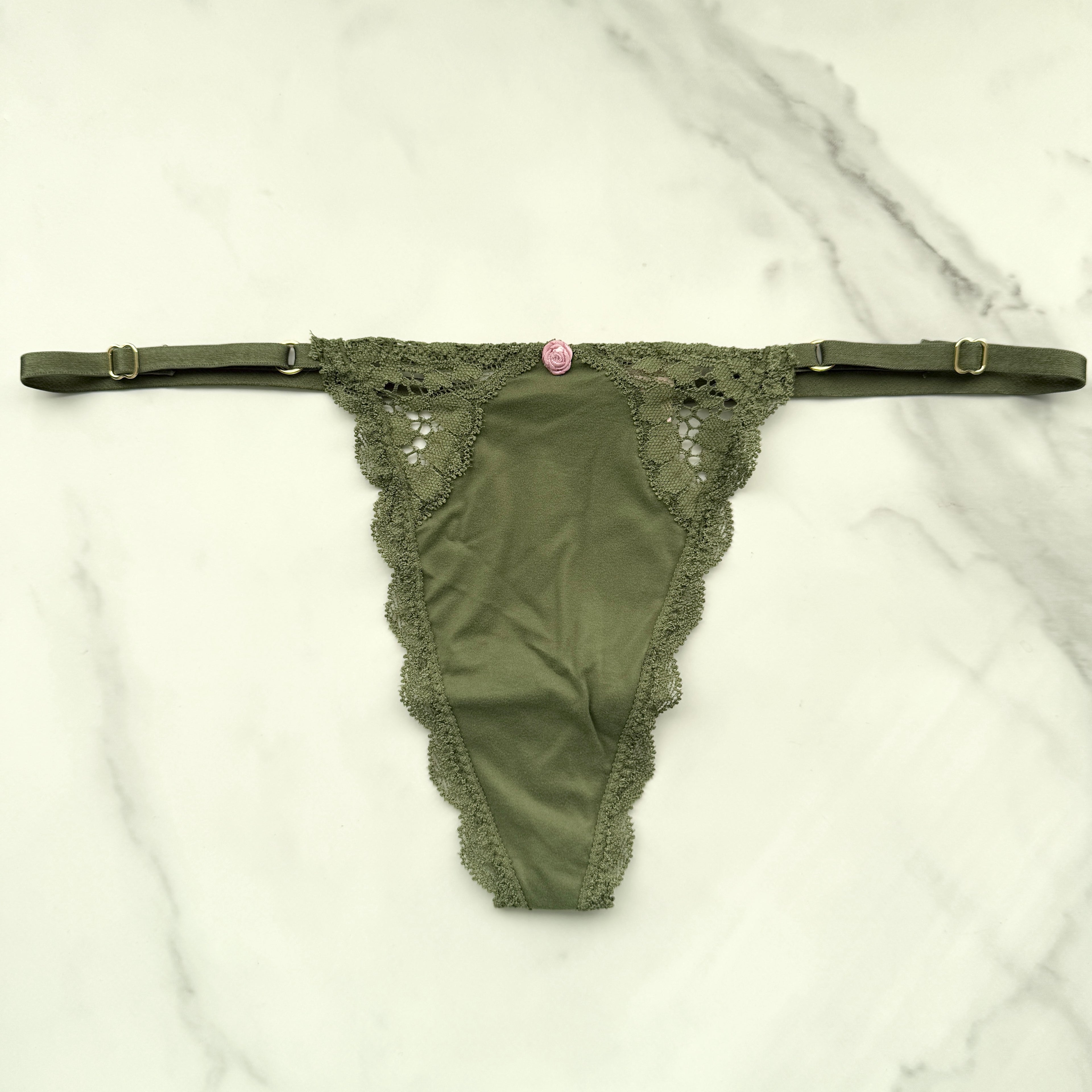 Dream Angels Lace-Trim Adjustable V-String Panty