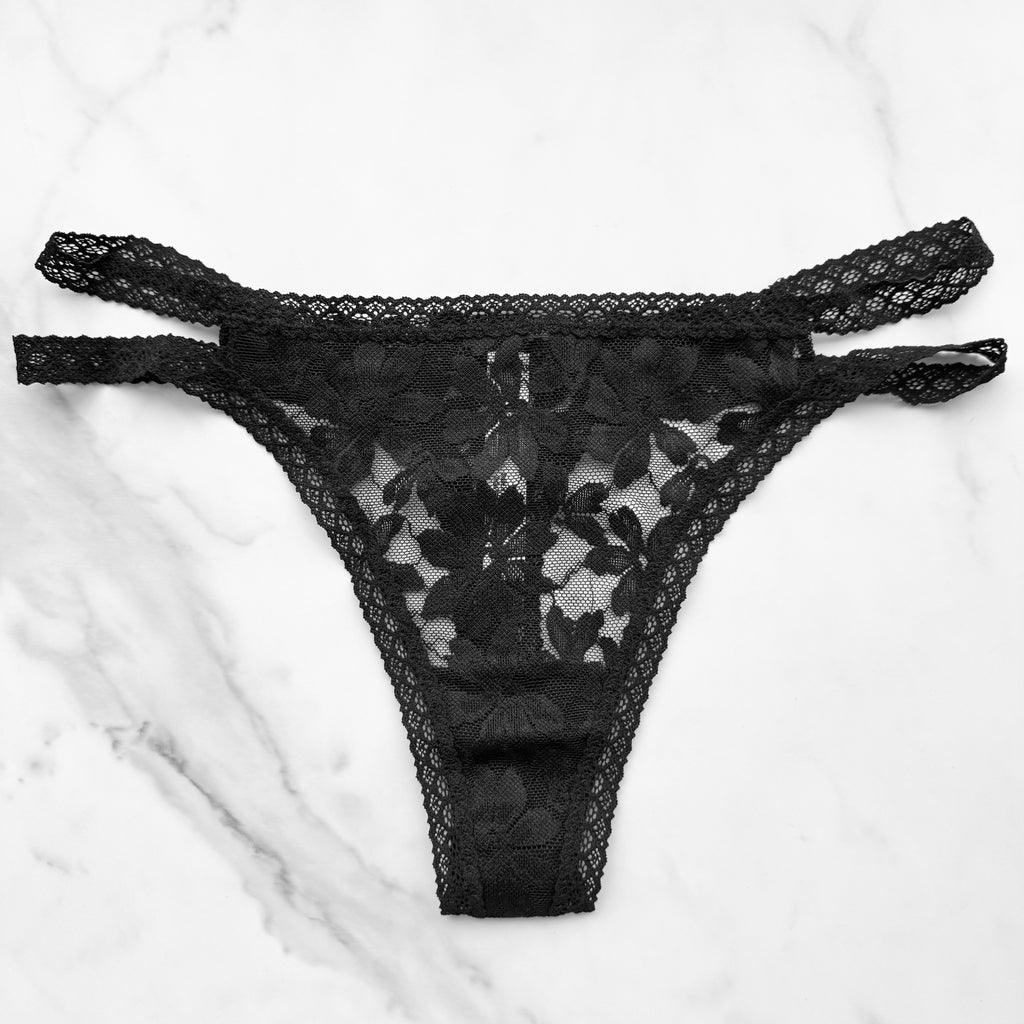 Classic Lace Strappy Thong Panty PINK Victoria's Secret