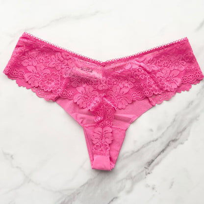 No-Show High-Leg Lace-Trim Thong Panty