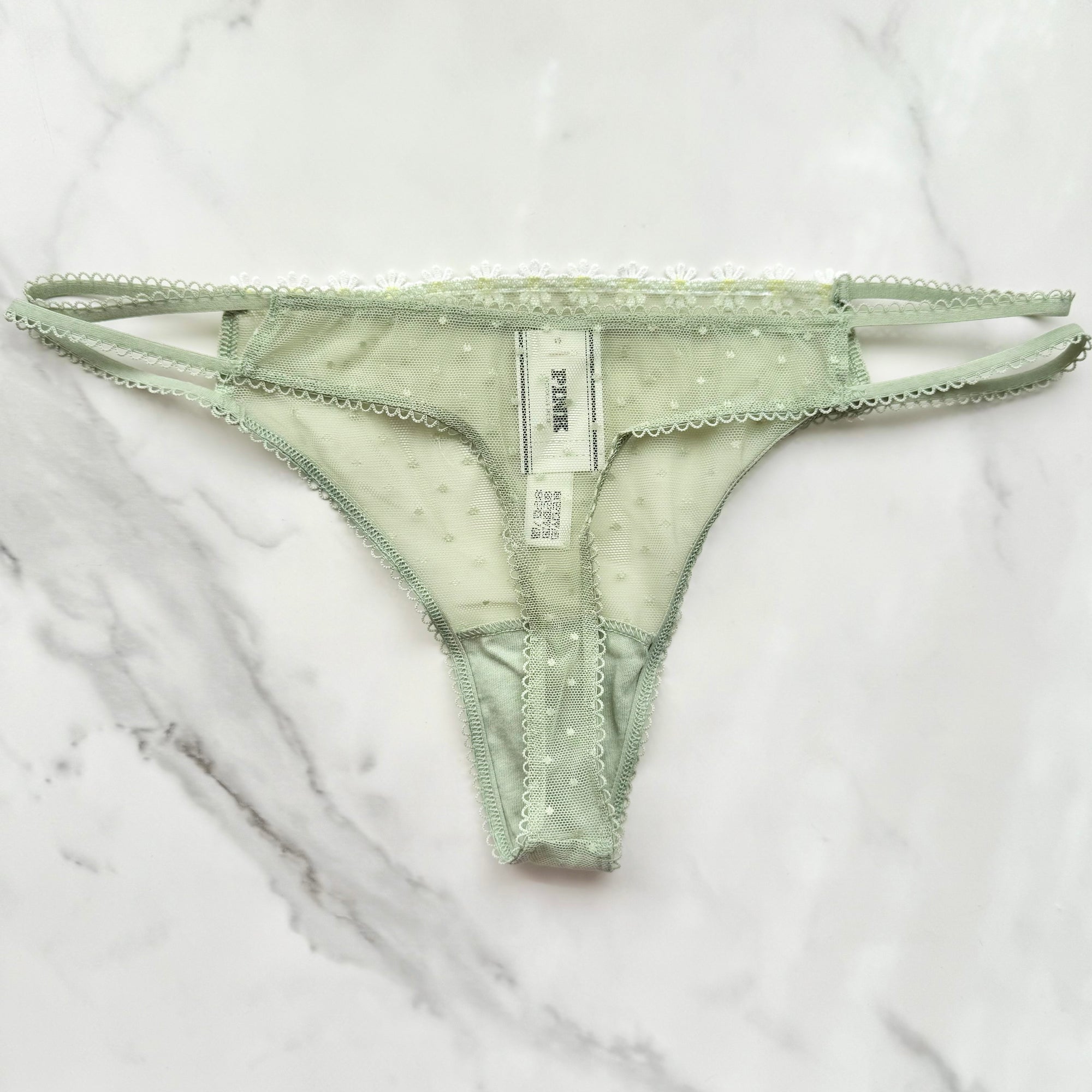 Wink Strappy Dot Mesh Thong Panty