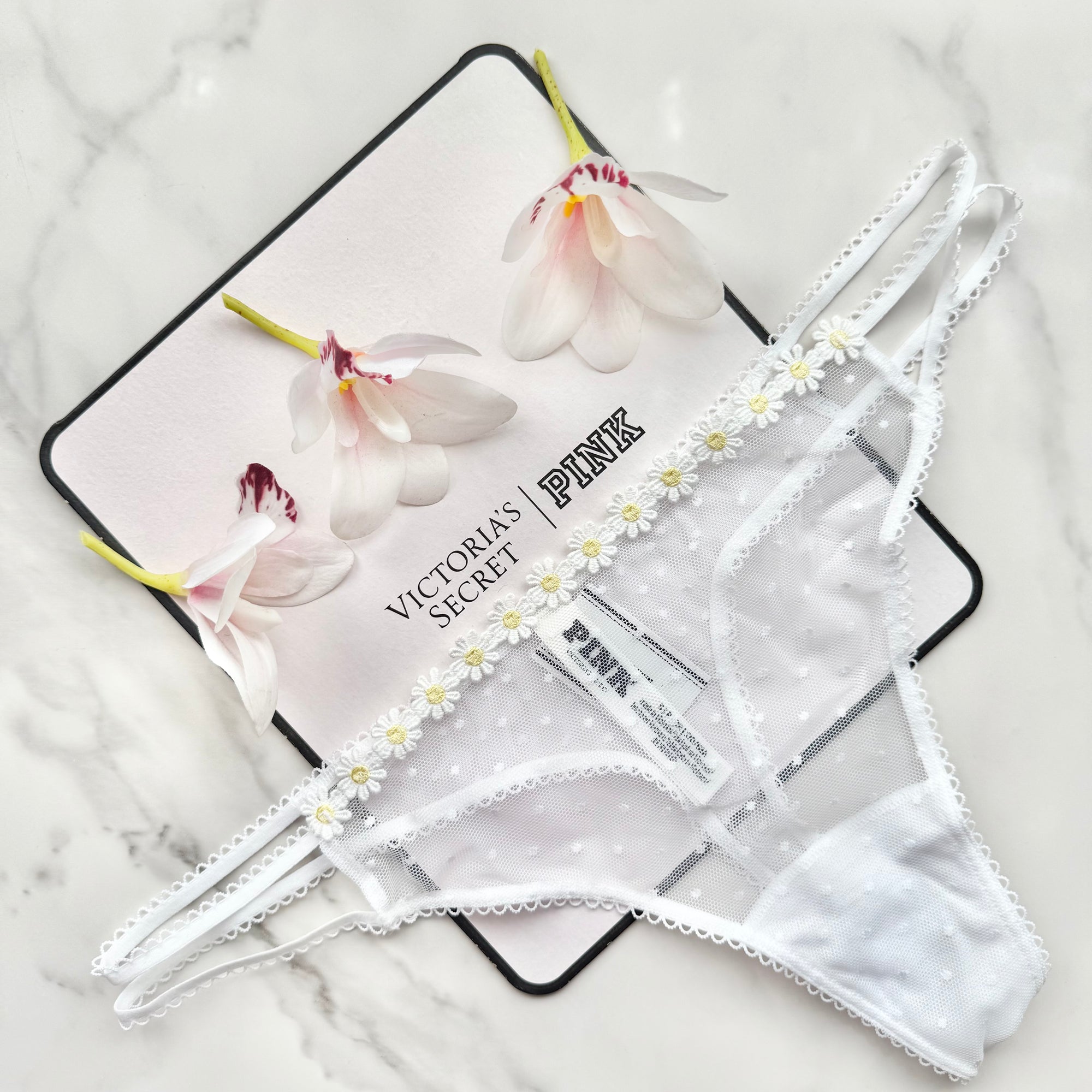 Wink Strappy Dot Mesh Thong Panty