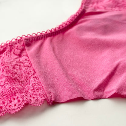 No-Show High-Leg Lace-Trim Thong Panty