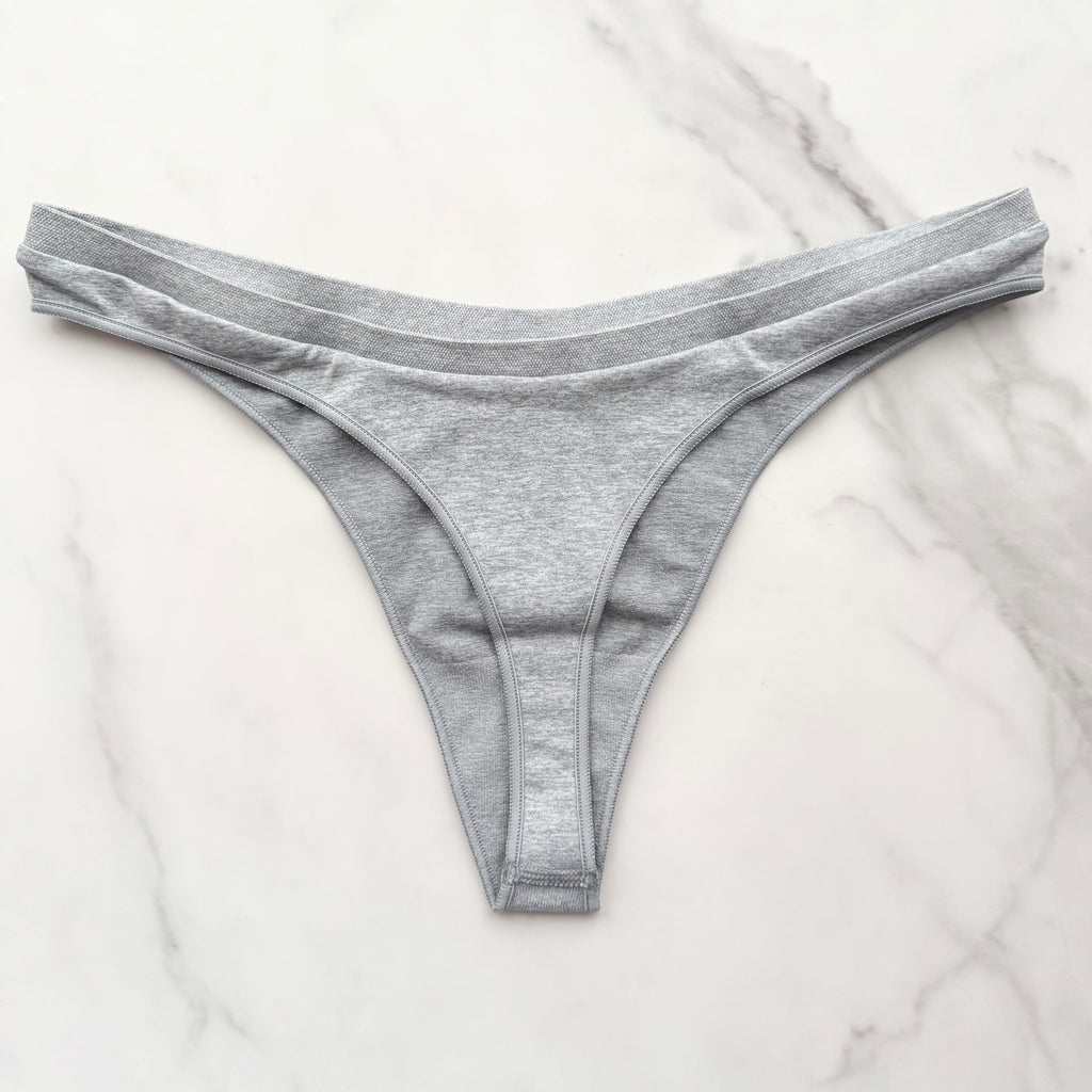 Seamless High-Leg Marl Thong Panty