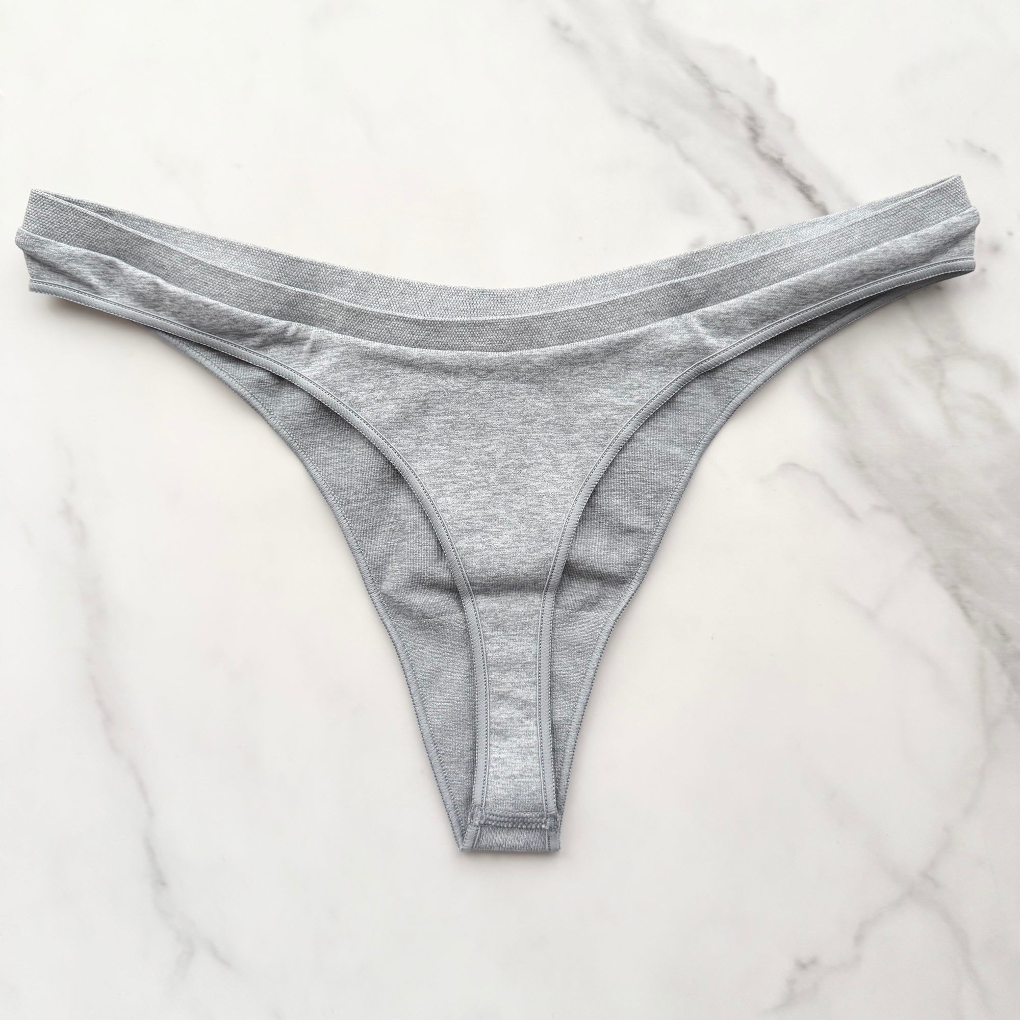 Seamless High-Leg Marl Thong Panty