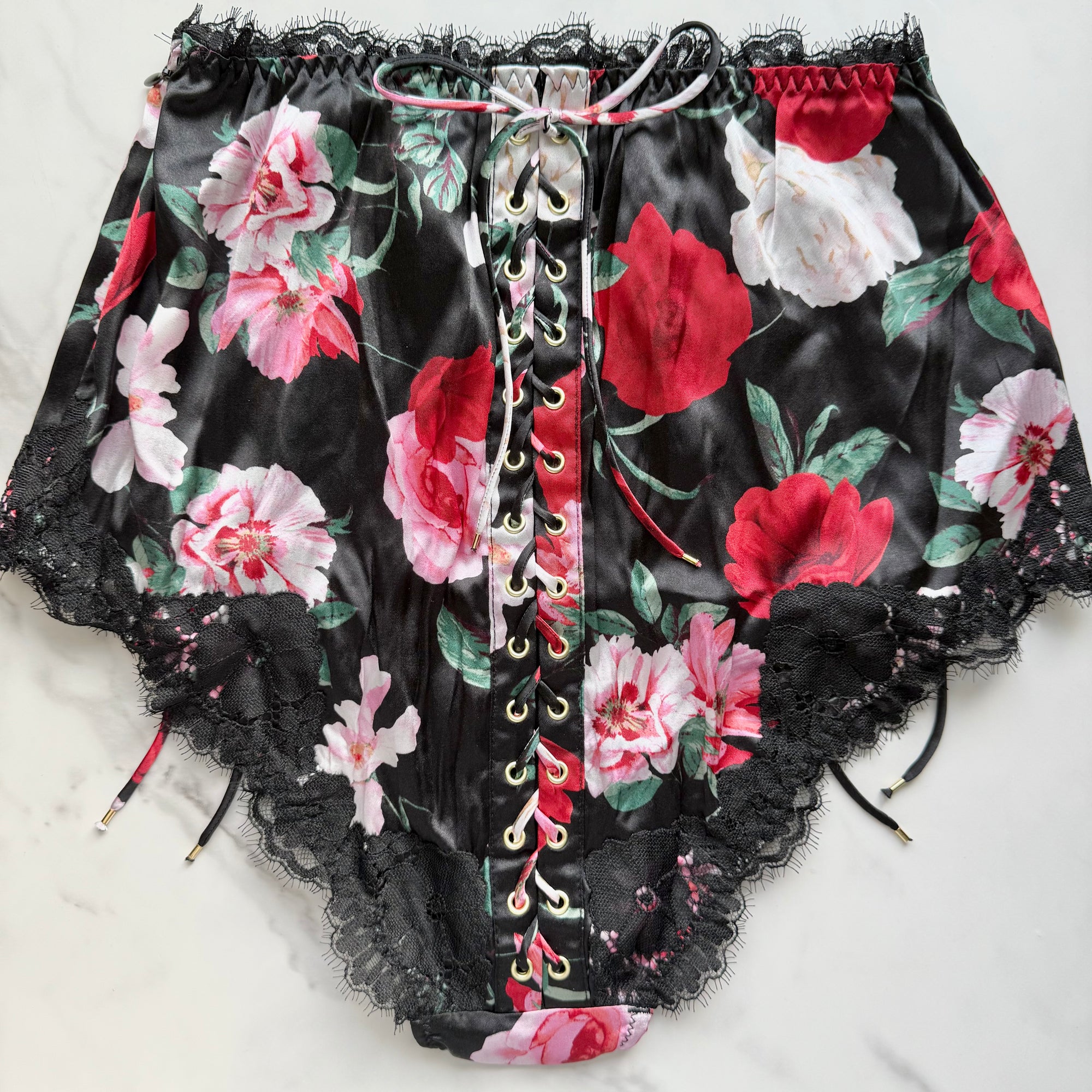 Very Sexy Atelier Satin Lace-Trim High-Waist Brief Panty