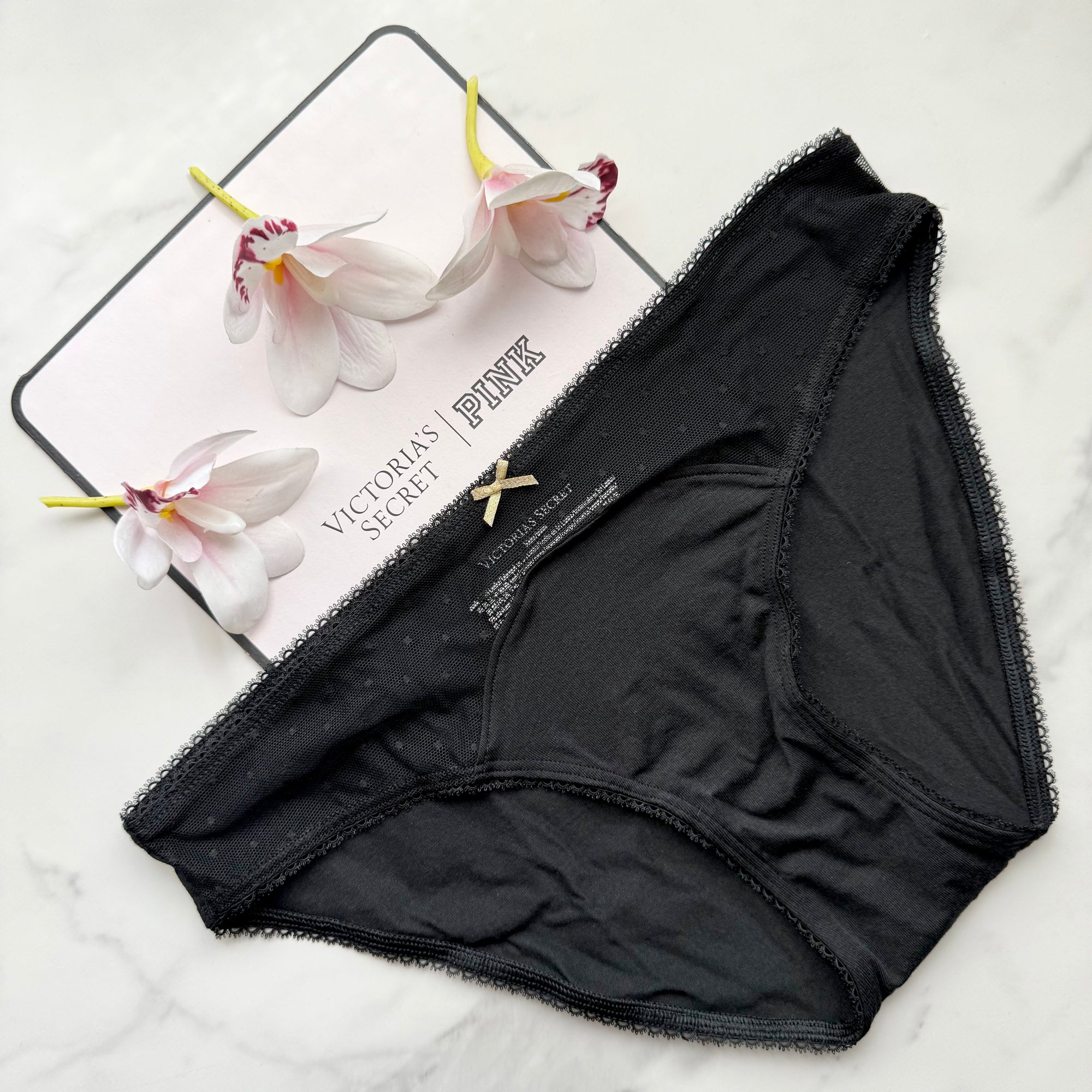Stretch Cotton Dot Mesh Bikini Panty